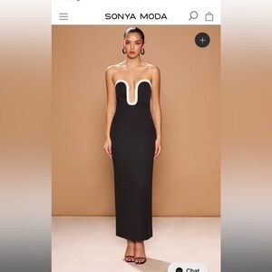 Black & White Sonya Moda strapless midi/long dress sz 2